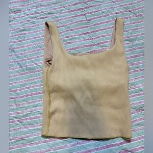 Carbon38 Ribbed Beige Tank Top